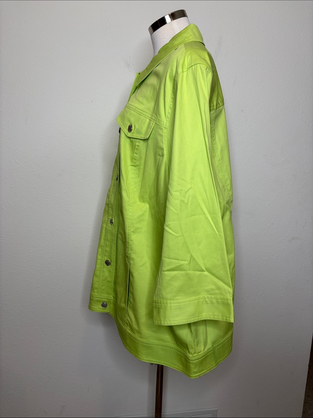 CJ Banks Lime Green Button-Front Jacket - Picture 5 of 8